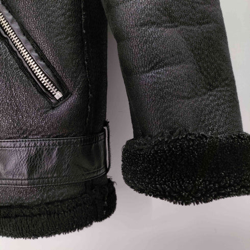 ザラ ZARA ダブルフェイス フェイクムートン ライダースジャケット レディース import:XS