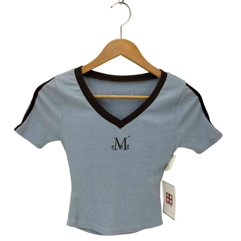 MUCENT 刺繍ロゴ 半袖ニット レディース FREE