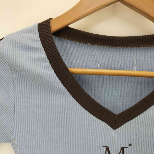 MUCENT 刺繍ロゴ 半袖ニット レディース FREE