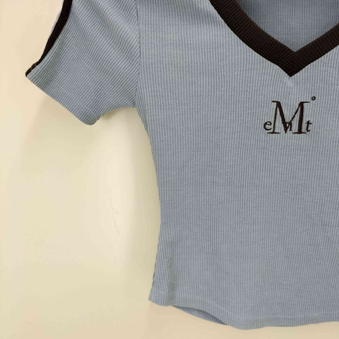 MUCENT 刺繍ロゴ 半袖ニット レディース FREE