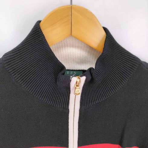 ローレンラルフローレン LAUREN RALPH LAUREN ハーフジップ コットン バイカラー ニット レディース import:L