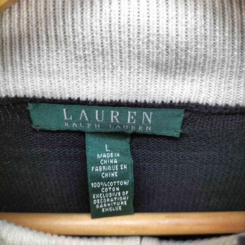 ローレンラルフローレン LAUREN RALPH LAUREN ハーフジップ コットン バイカラー ニット レディース import:L
