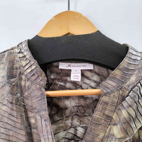 JM COLLECTION 総柄 ランダムプリーツ シャツ レディース import:S