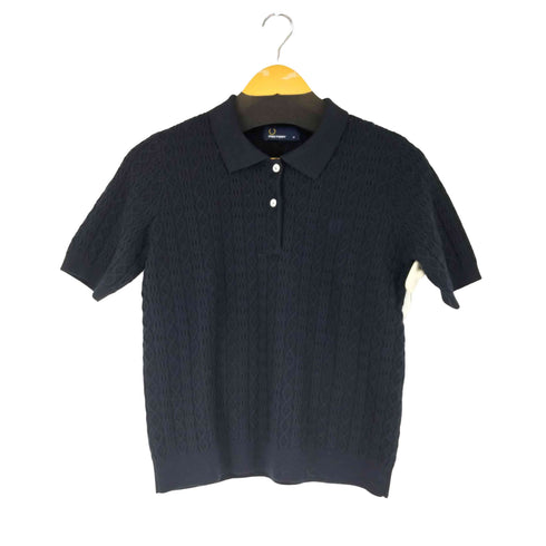フレッドペリー FRED PERRY 月桂樹ロゴ刺繍 ケーブルニット ポロシャツ レディース 10