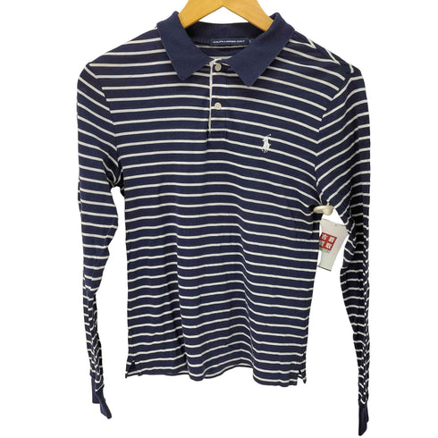 ラルフローレンゴルフ RALPH LAUREN GOLF ポニー刺繍 ボーダー長袖ポロシャツ レディース import:L