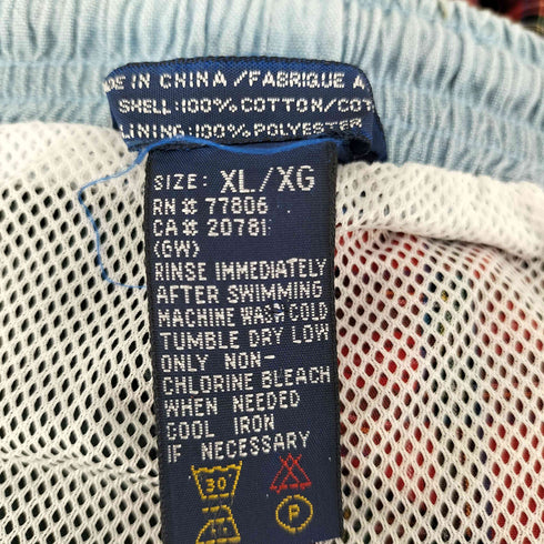 トミーヒルフィガー TOMMY HILFIGER エンブレムロゴ 刺繍 ブラックウォッチ タータン チェック クレイジーパターン イージー ショート パンツ メンズ XL
