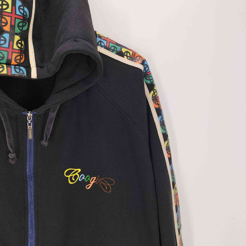 クージー COOGI 両面ロゴ 刺繍 アーム プリント ジップアップ パーカー メンズ XXXXL