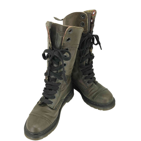 ドクターマーチン Dr.Martens 12ホール 裏地チェック柄 ハイカット ブーツ レディース EU38