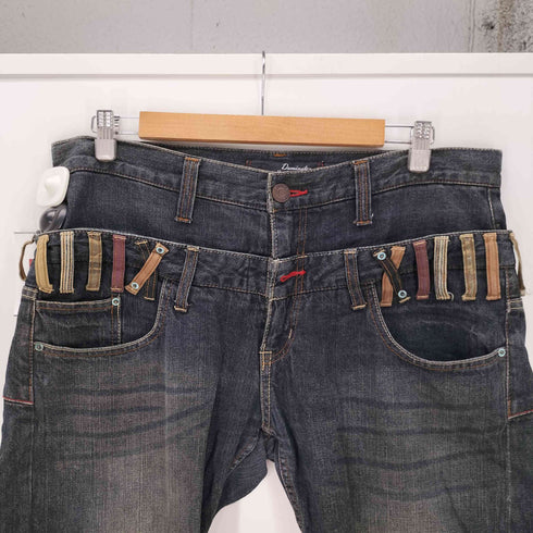 Dominate ダブルベルトループ クロップド デニム パンツ ジョーツ Y2K メンズ JPN:XL