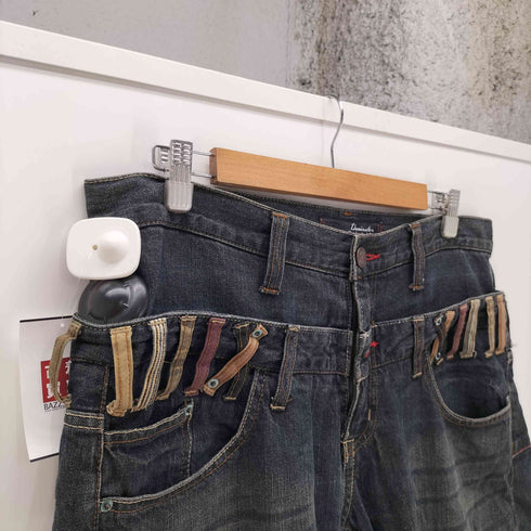 Dominate ダブルベルトループ クロップド デニム パンツ ジョーツ Y2K メンズ JPN:XL