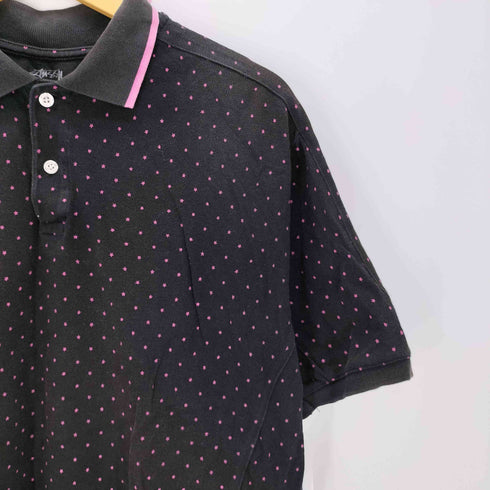 ステューシー Stussy 00S AUTHENTIC GEAR スター 総柄 鹿の子 ポロ シャツ メンズ import:XL