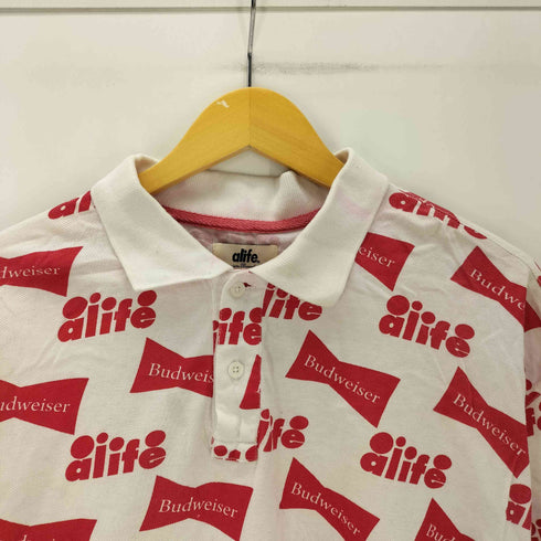 alife Budweiser ロゴ 総柄 鹿の子 ポロ シャツ メンズ import:XXL