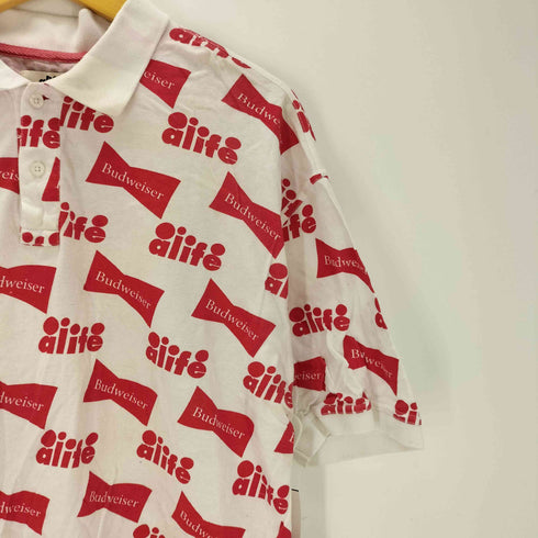 alife Budweiser ロゴ 総柄 鹿の子 ポロ シャツ メンズ import:XXL