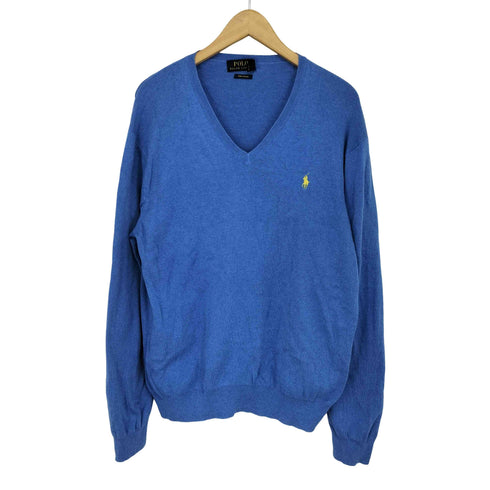 ポロラルフローレン POLO RALPH LAUREN ロゴ刺繍 コットン Vネック ニット メンズ import:XXL