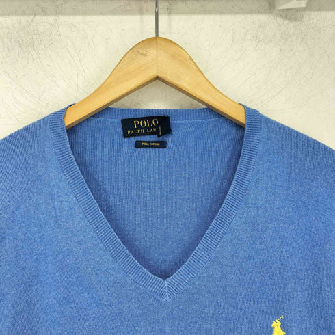 ポロラルフローレン POLO RALPH LAUREN ロゴ刺繍 コットン Vネック ニット メンズ import:XXL