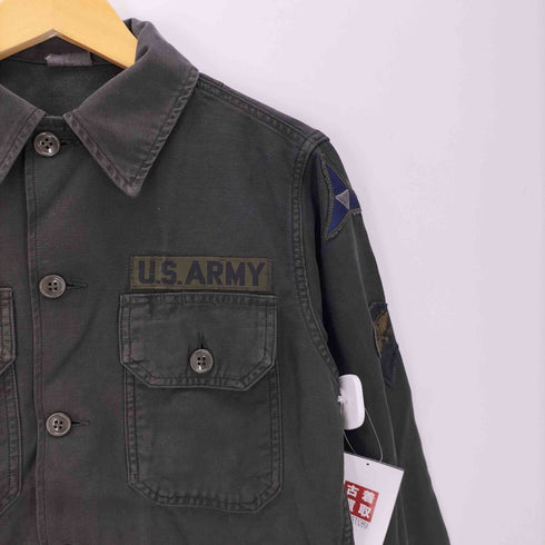 ユーエスアーミー U.S. ARMY OG-107 UTILITY SHIRT ユーティリティー ミリタリー シャツ 後染め 袖レザーパイピング メンズ