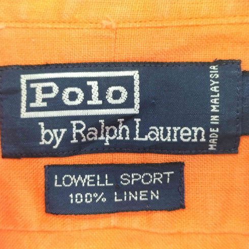ポロバイラルフローレン Polo by RALPH LAUREN lowell sport リネン100シャツ ポニー無し メンズ import:L