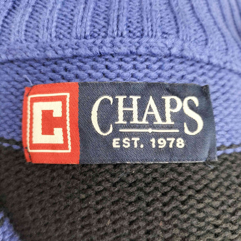 チャップス CHAPS ロゴ刺繍 ボーダー ハーフジップニット メンズ import:L