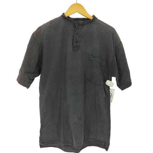 JJ's 90S シワ加工 ロゴプリント 胸ポケット ヘンリーネック Tシャツ メンズ import:M