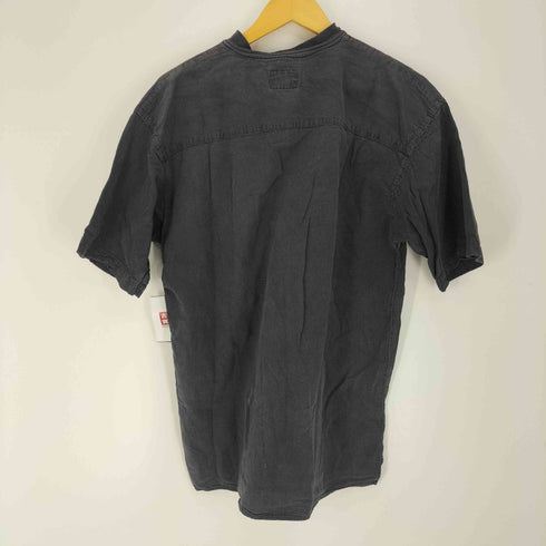 JJ's 90S シワ加工 ロゴプリント 胸ポケット ヘンリーネック Tシャツ メンズ import:M