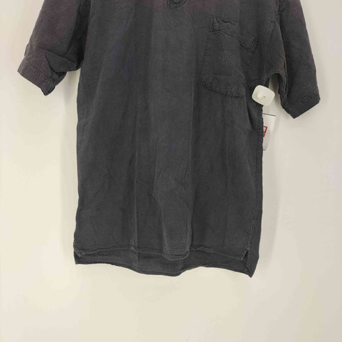 JJ's 90S シワ加工 ロゴプリント 胸ポケット ヘンリーネック Tシャツ メンズ import:M