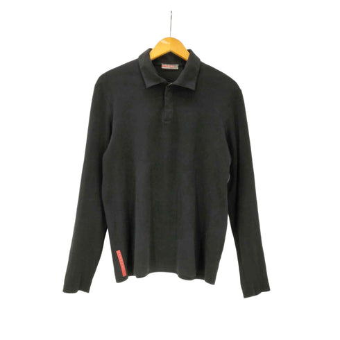 プラダ PRADA 90-00S SPORT イタリア製 スナップボタン コットン L/S ポロ シャツ メンズ import:M