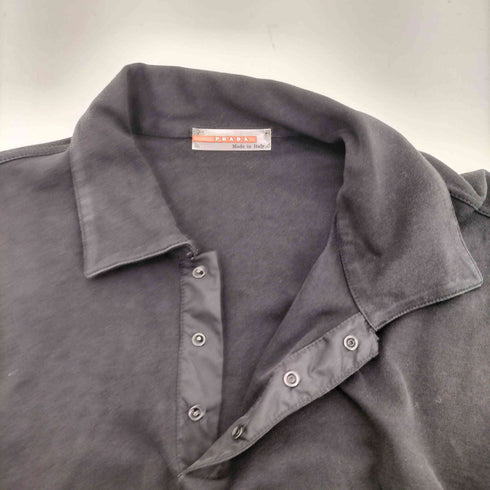 プラダ PRADA 90-00S SPORT イタリア製 スナップボタン コットン L/S ポロ シャツ メンズ import:M