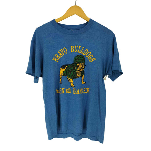 80~90S USA製 シングルステッチ U.S.M.C BRAVO BULLDOGS プリント クルーネックTシャツ メンズ
