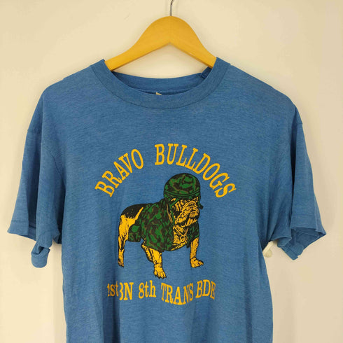 80~90S USA製 シングルステッチ U.S.M.C BRAVO BULLDOGS プリント クルーネックTシャツ メンズ