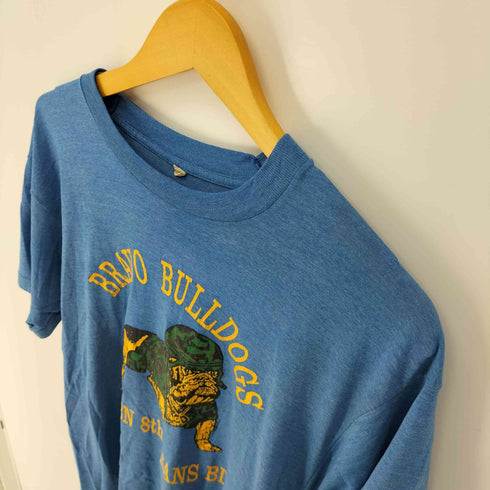 80~90S USA製 シングルステッチ U.S.M.C BRAVO BULLDOGS プリント クルーネックTシャツ メンズ