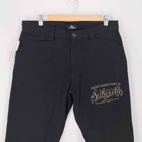 サブサエティ Subciety 00S ロゴ刺繍 紙パッチ ストレート デニムパンツ Y2K メンズ JPN:L