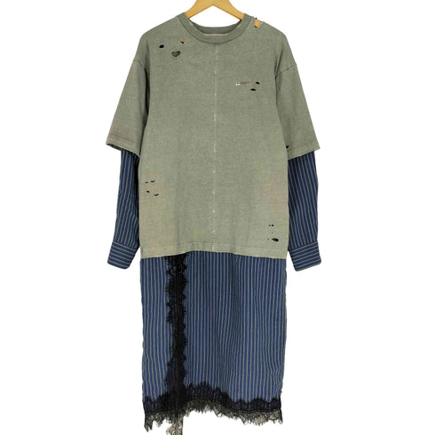 プランクプロジェクト PRANK PROJECT 24SS ダメージTレイヤードシャツワンピ / Damaged Tee Layered Shirt One Piece レディース FREE