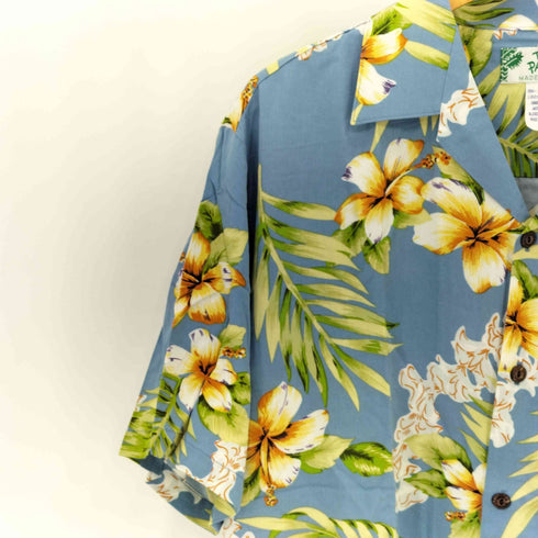 トゥーパームス TWO PALMS ハワイ製 花柄 レーヨン 半袖 アロハシャツ メンズ M
