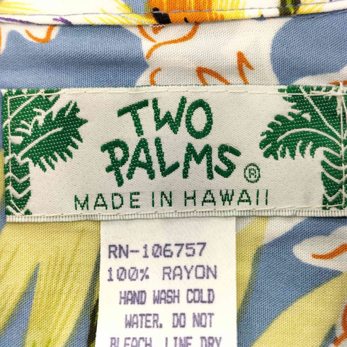 トゥーパームス TWO PALMS ハワイ製 花柄 レーヨン 半袖 アロハシャツ メンズ M