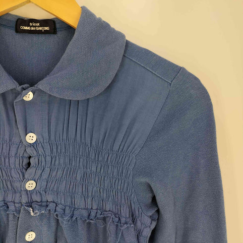 トリココムデギャルソン tricot COMME des GARCONS AD2007 08SS フリル タック L/S ポロシャツ レディース