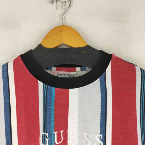 ゲス GUESS 90S ロゴ刺繍 ストライプ S/S Tシャツ メンズ import:S