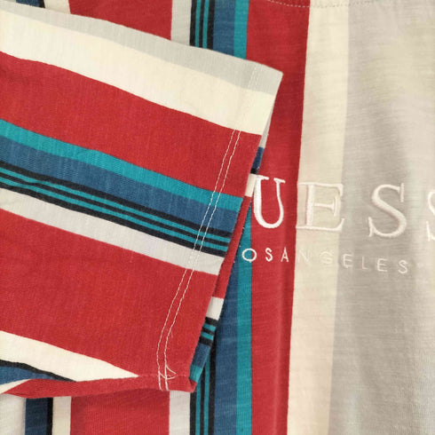 ゲス GUESS 90S ロゴ刺繍 ストライプ S/S Tシャツ メンズ import:S