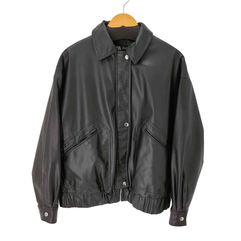 ザラ ZARA フェイクレザー コーティング ジャケット レディース import:L