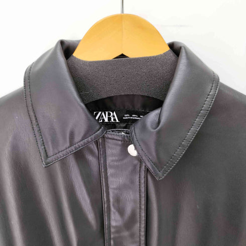 ザラ ZARA フェイクレザー コーティング ジャケット レディース import:L