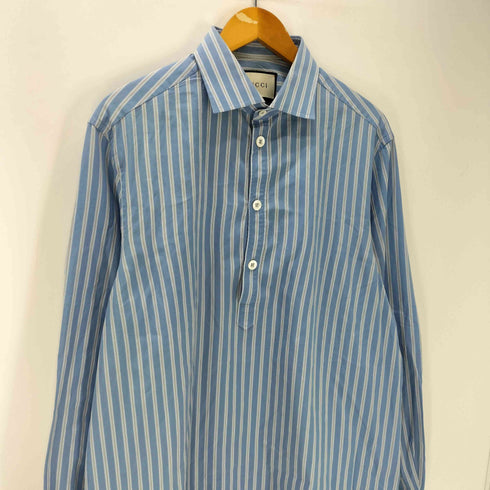 グッチ GUCCI 18SS ミケーレ期 イタリア製 ストライプ プルオーバー シャツ メンズ EUR:48