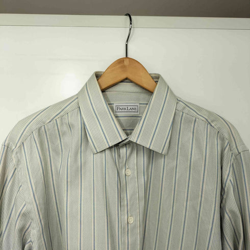 PARK LANE イタリア製 コットン ストライプ ワイドカラー L/S シャツ メンズ JPN:42