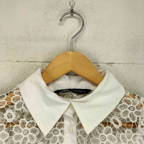 ザラ ZARA 花柄クロップドレースシャツ レディース S
