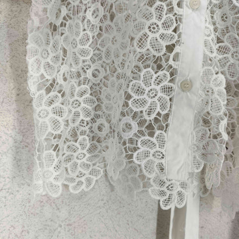 ザラ ZARA 花柄クロップドレースシャツ レディース S