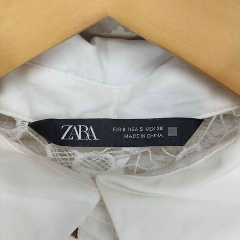 ザラ ZARA 花柄クロップドレースシャツ レディース S