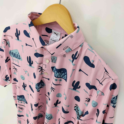 プーマ PUMA 総柄 ロング ポロ テニス シャツ レディース JPN:M