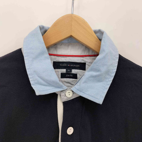 トミーヒルフィガー TOMMY HILFIGER SLIM FIT エンブレム刺繍 ナンバリング S/S ポロシャツ メンズ import:XL