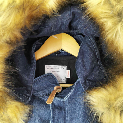 ジーアールエヌ grn ファー ライナー付き デニム モッズ コート メンズ import:M