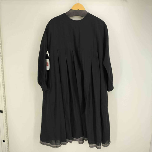MAISON DE SOIL ウールプリーツ切替 L/S バンドカラーワンピース レディース I