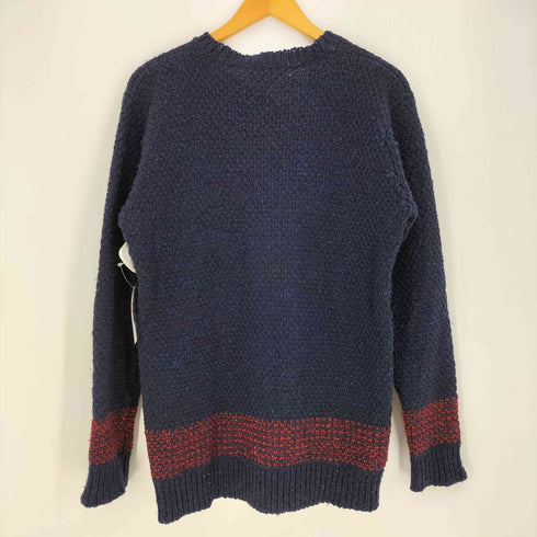 アイルランド製 ウール カラー切替 クルーネックニット メンズ import:M