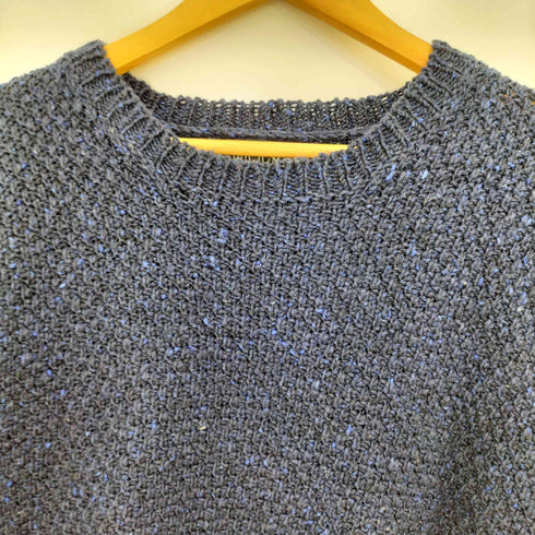 アイルランド製 ウール カラー切替 クルーネックニット メンズ import:M
